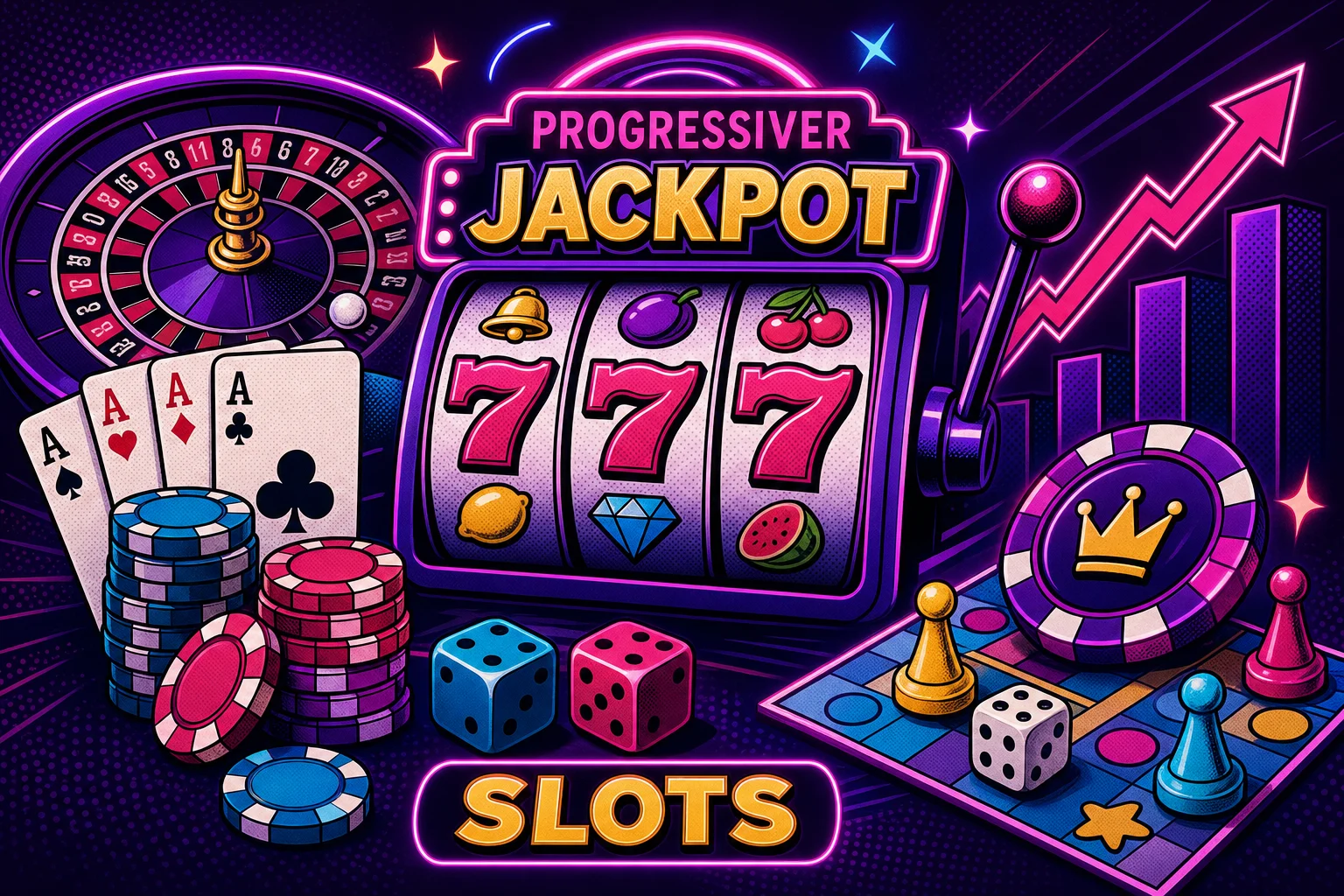 Spielautomat mit großer wachsender Jackpot-Anzeige