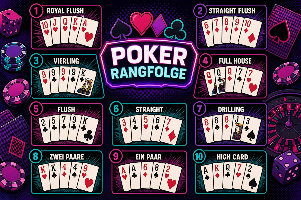 Poker-Reihenfolge: alle Hände im Ranking